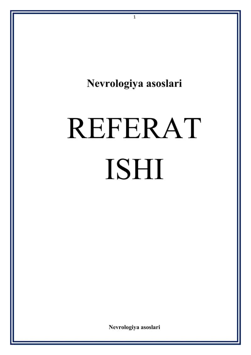 Nevrologiya asoslari 1