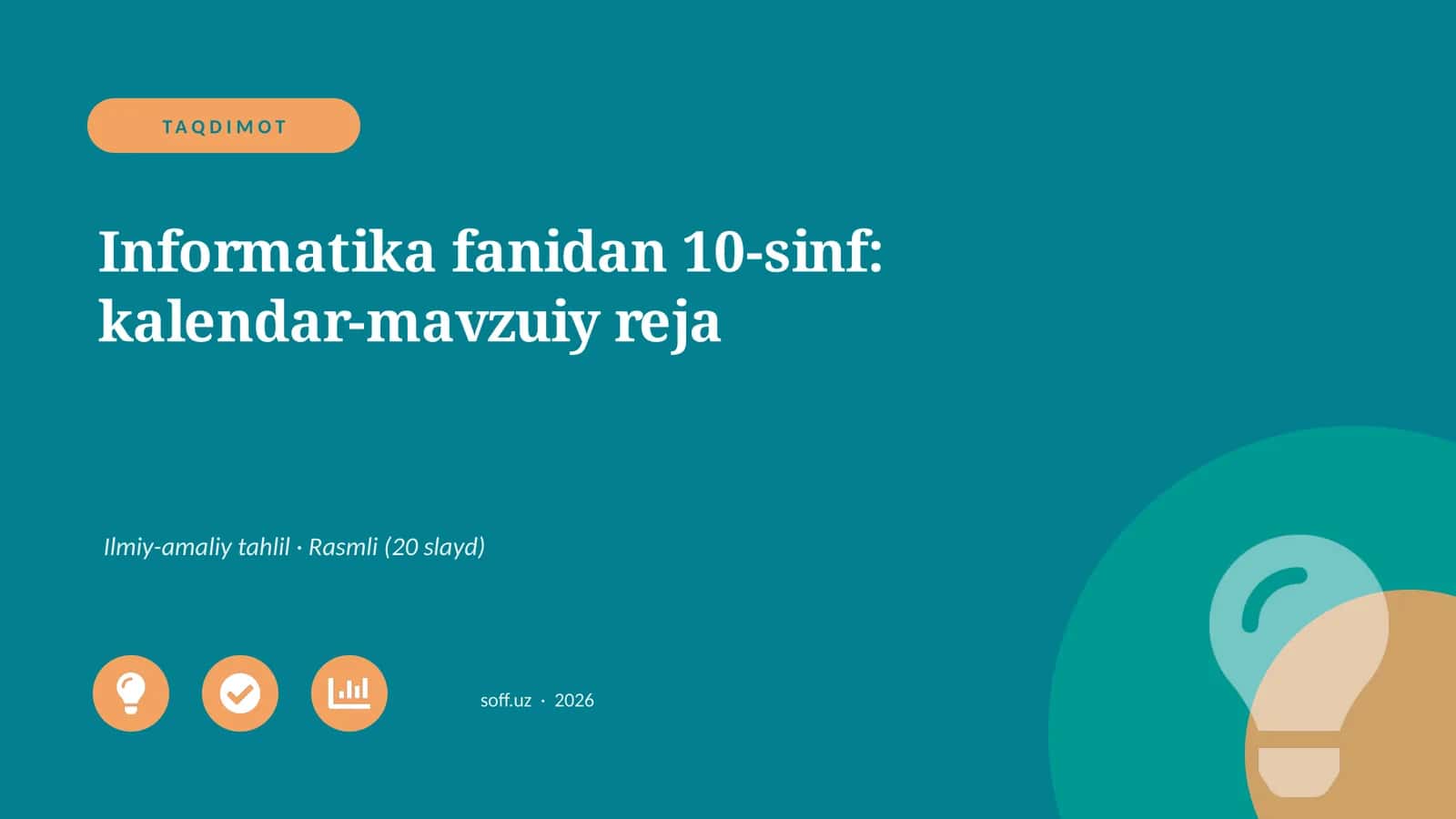 Informatika fanidan 10-sinf: kalendar-mavzuiy reja 1