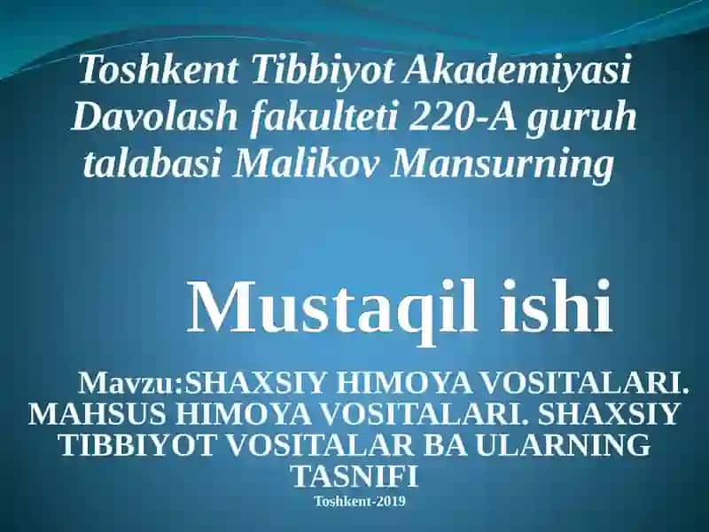 SHAXSIYHIMOYA VOSITALARI