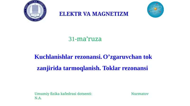 ELEKTR VA MAGNETIZM 1