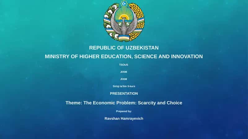 THE ECONOMIC PROBLEM: SCARCITY AND CHOICE 1