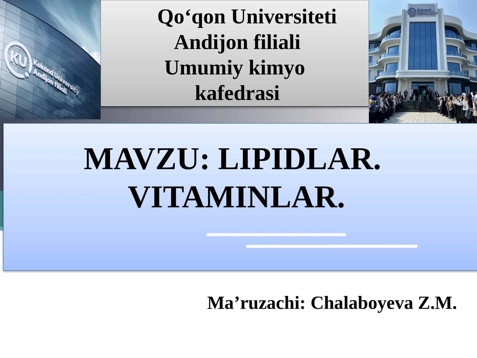 MAVZU:LIPIDLAR. VITAMINLAR 1
