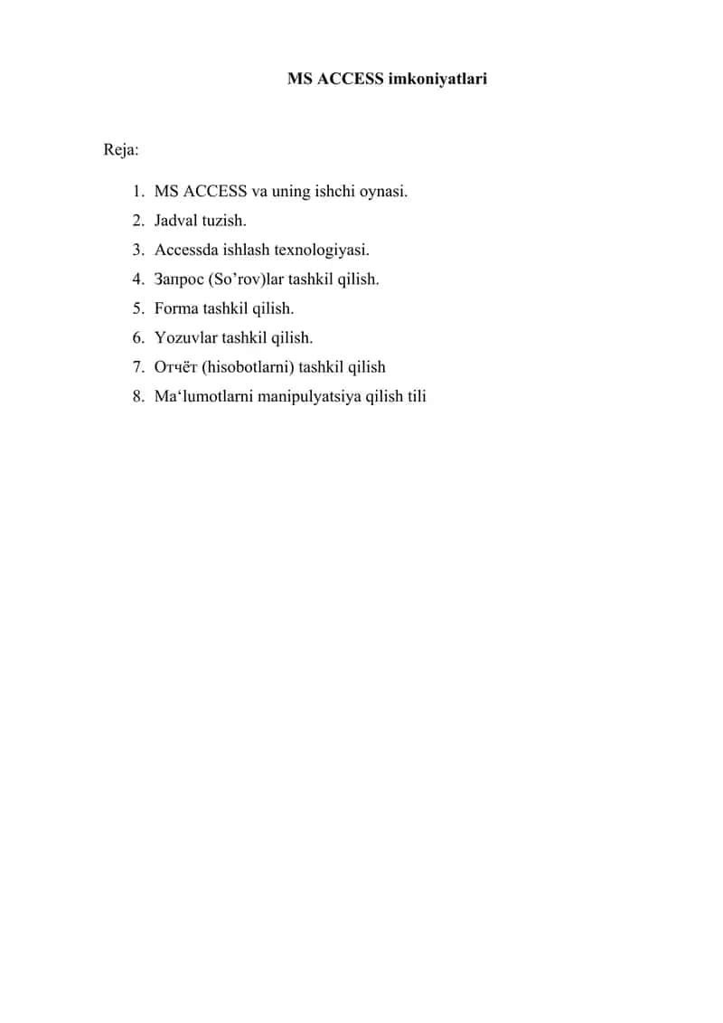 MS ACCESS 1