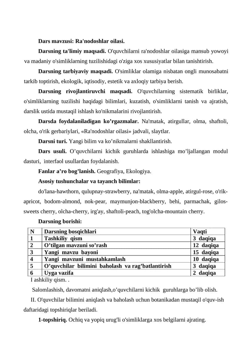 Ra'nodoshlar oilasi 1