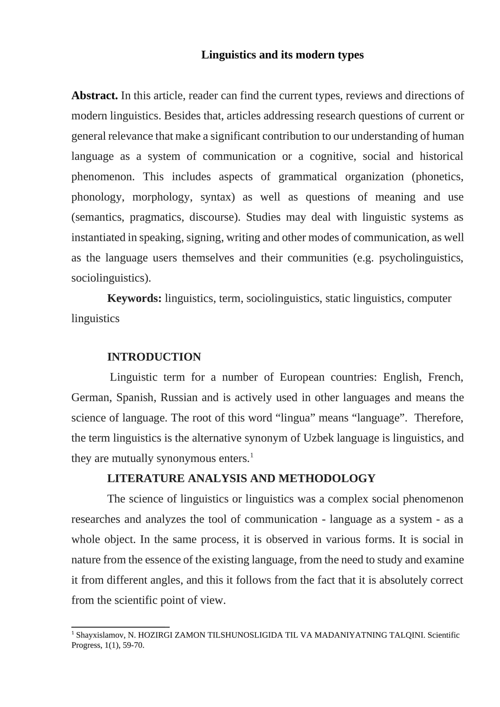 Linguistics and its modern types 1