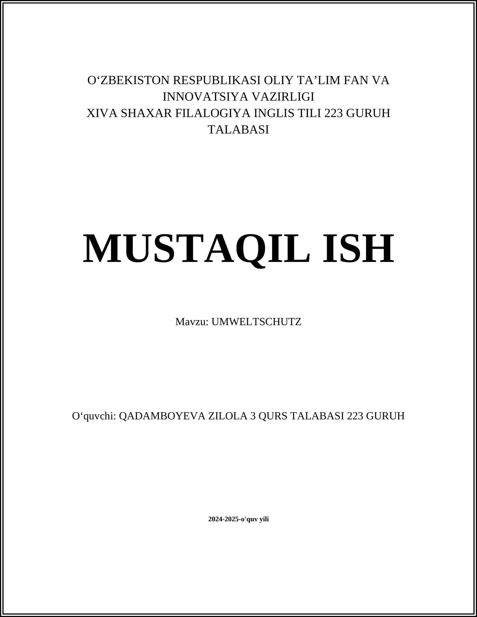 UMWELTSCHUTZ 1