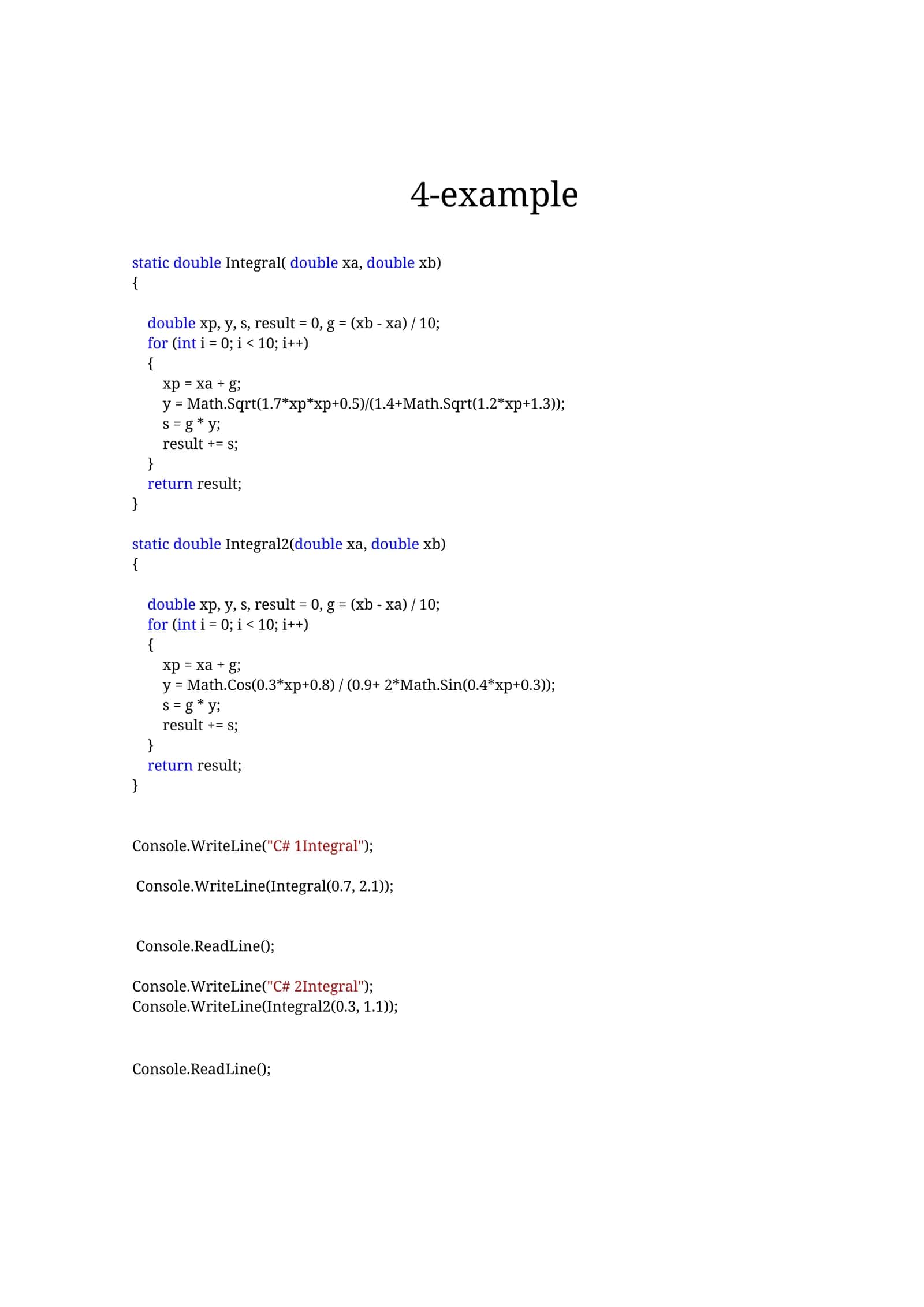 Integral Functions 1