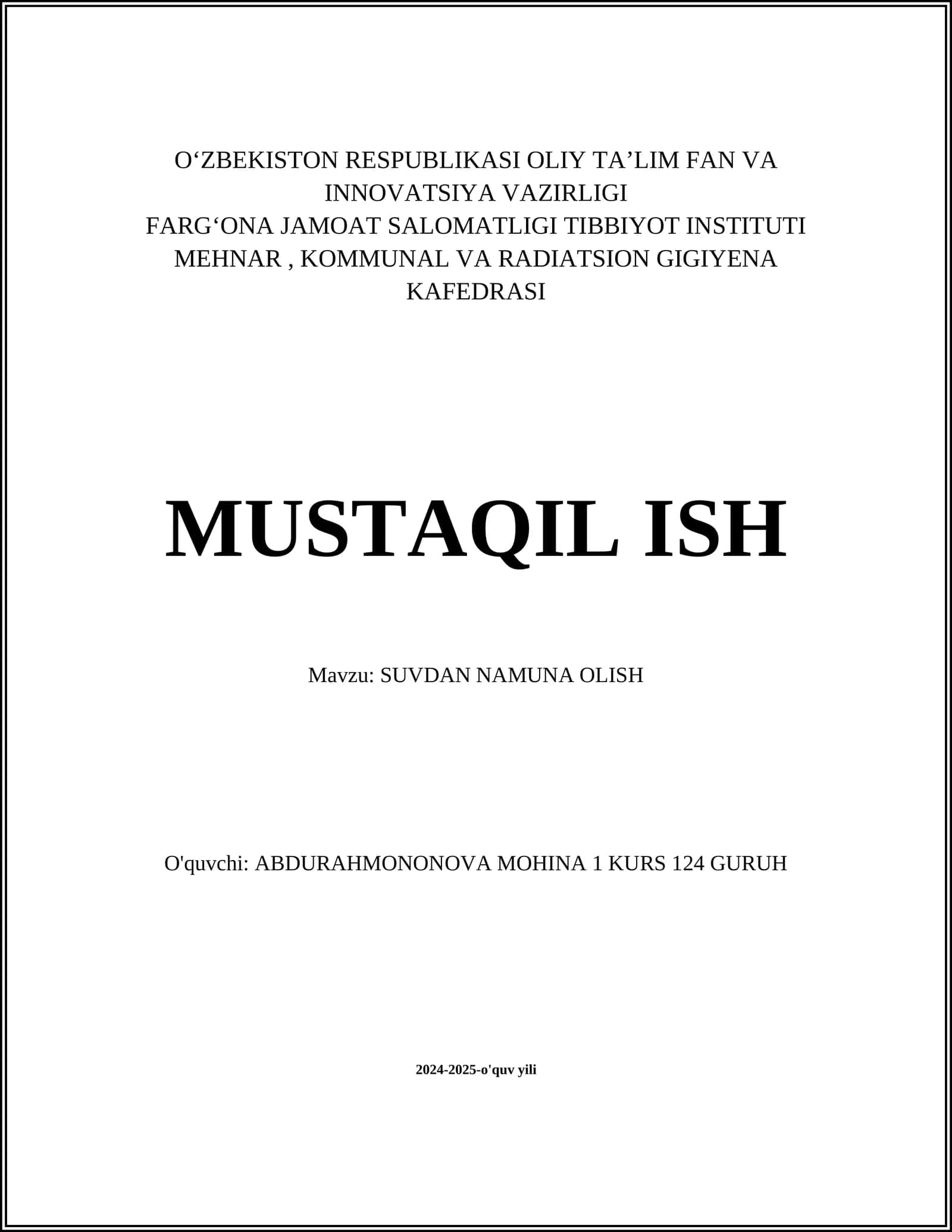 SUVDAN NAMUNA OLISH 1