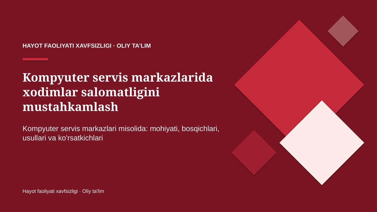 Kompyuter servis markazlarida xodimlar salomatligini mustahkamlash 1