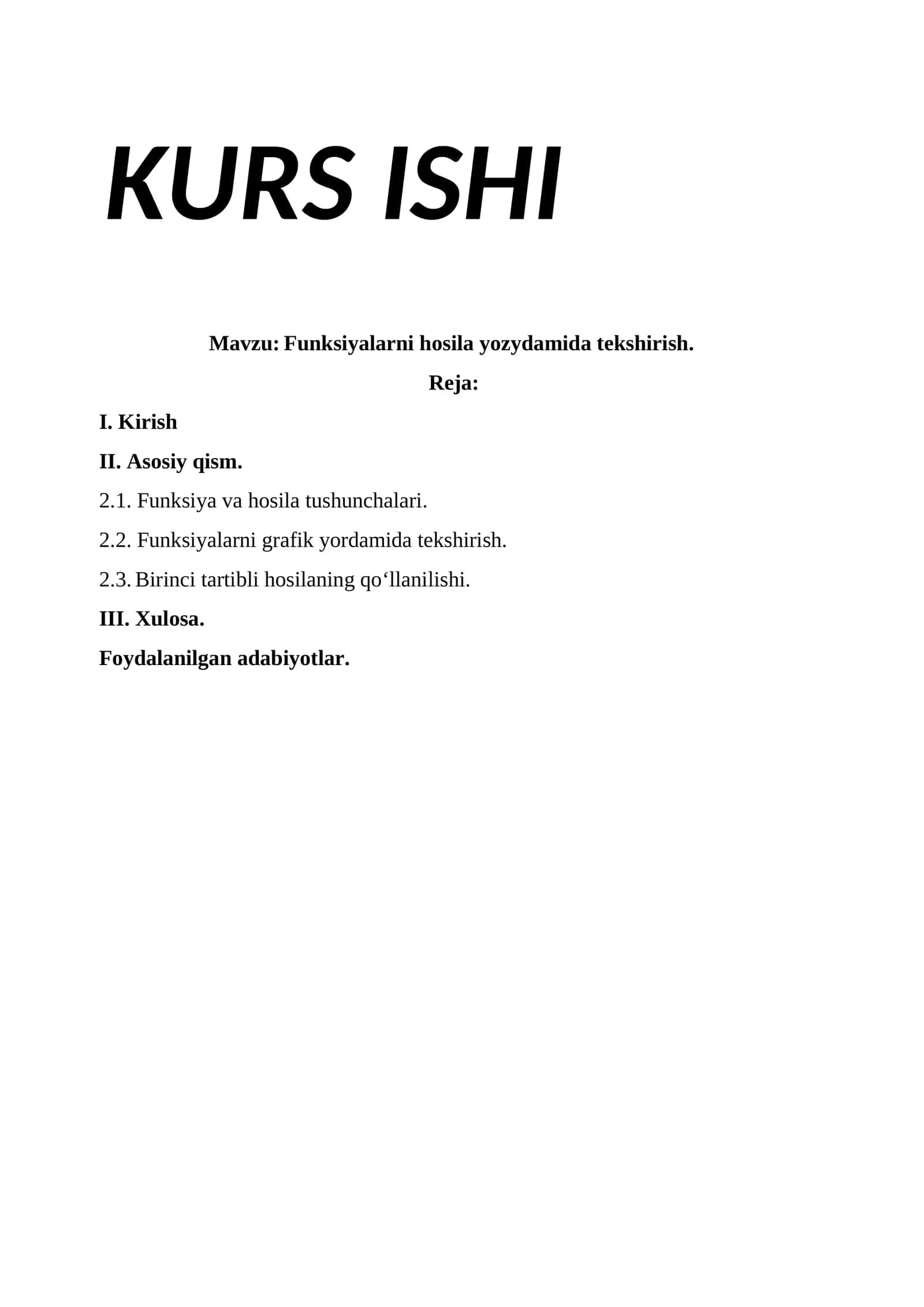Funksiyalarni hosila yordamida tekshirish 1