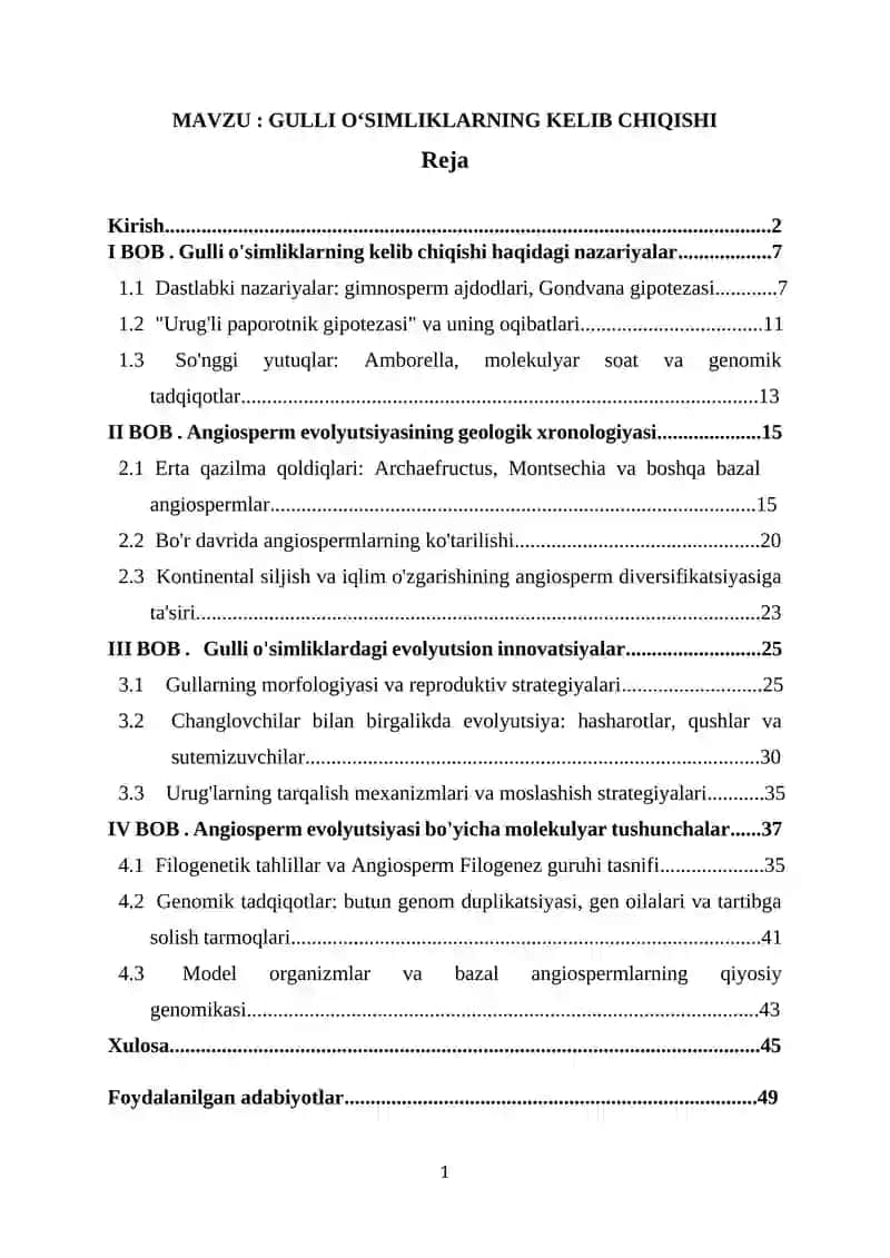 Gulli o'simliklarning kelib chiqishi