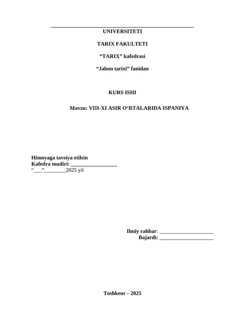 VIII-XI ASIR O‘RTALARIDA ISPANIYA 1