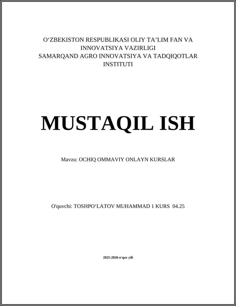 Ochiq ommaviy onlayn kurslar 1