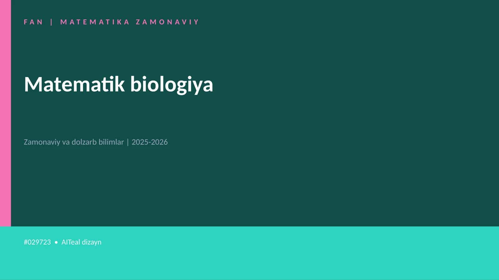 Matematik biologiya 1