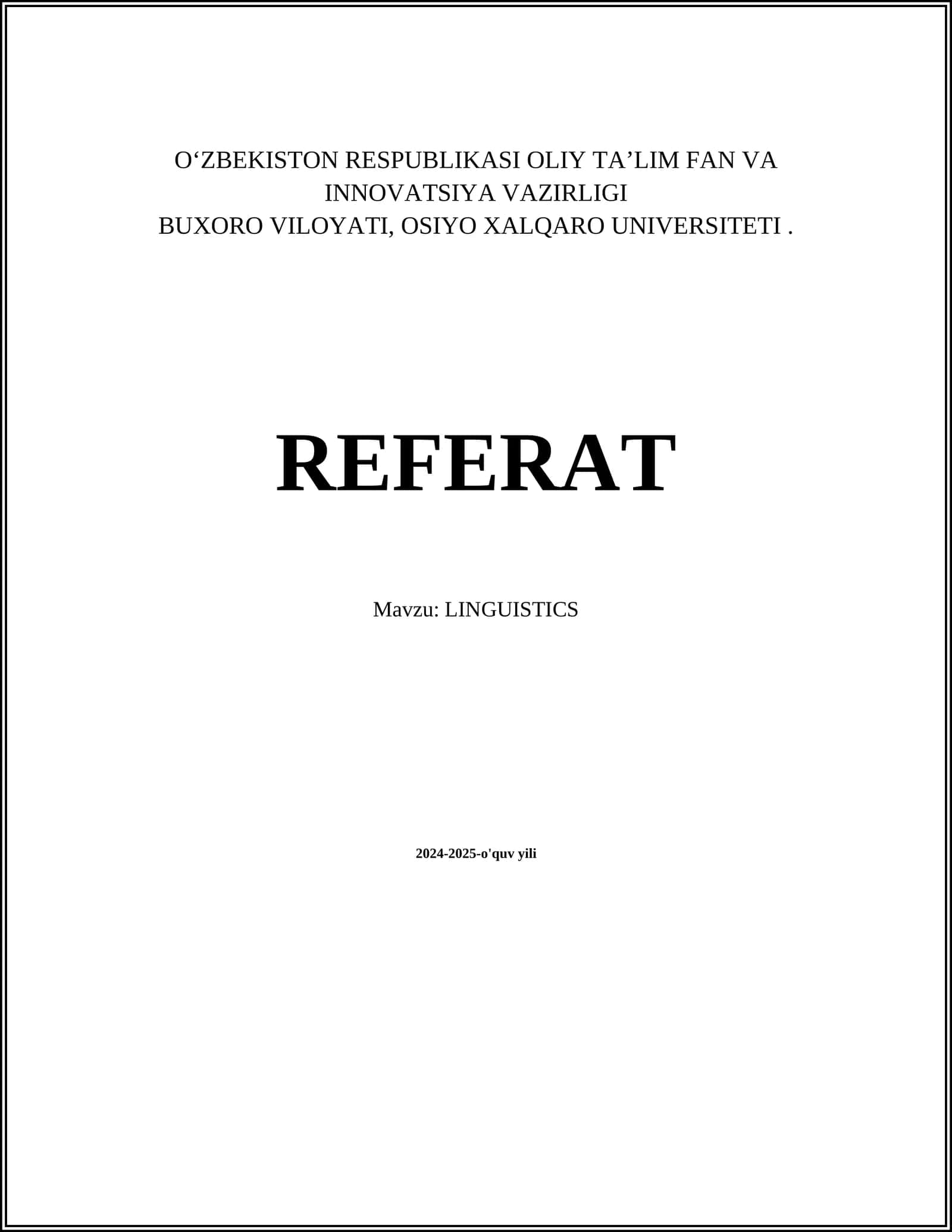 LINGUISTICS REFERAT 1