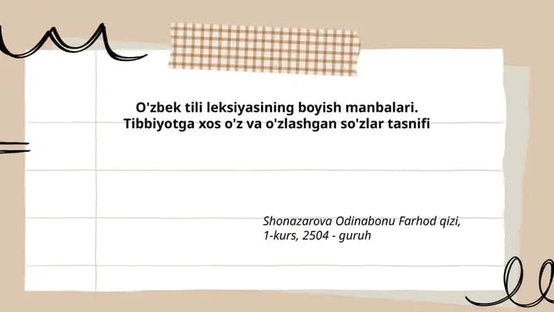 Tibbiyot leksiyasining boyish manbalari 1