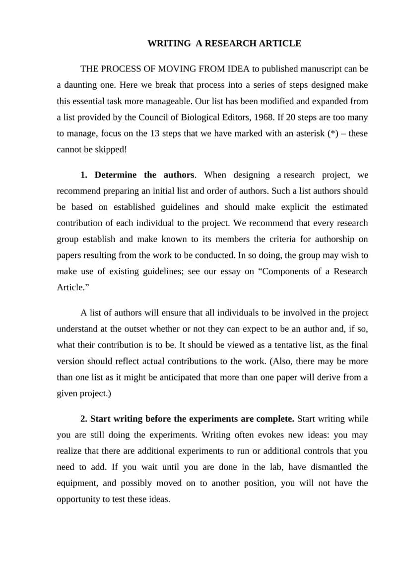 Writing a Research Article 1