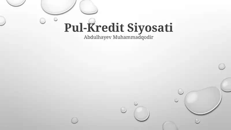 Pul-Kredit Siyosati 1