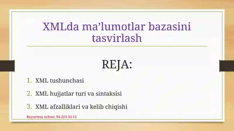 XMLdama’lumotlarbazasini tasvirlash
