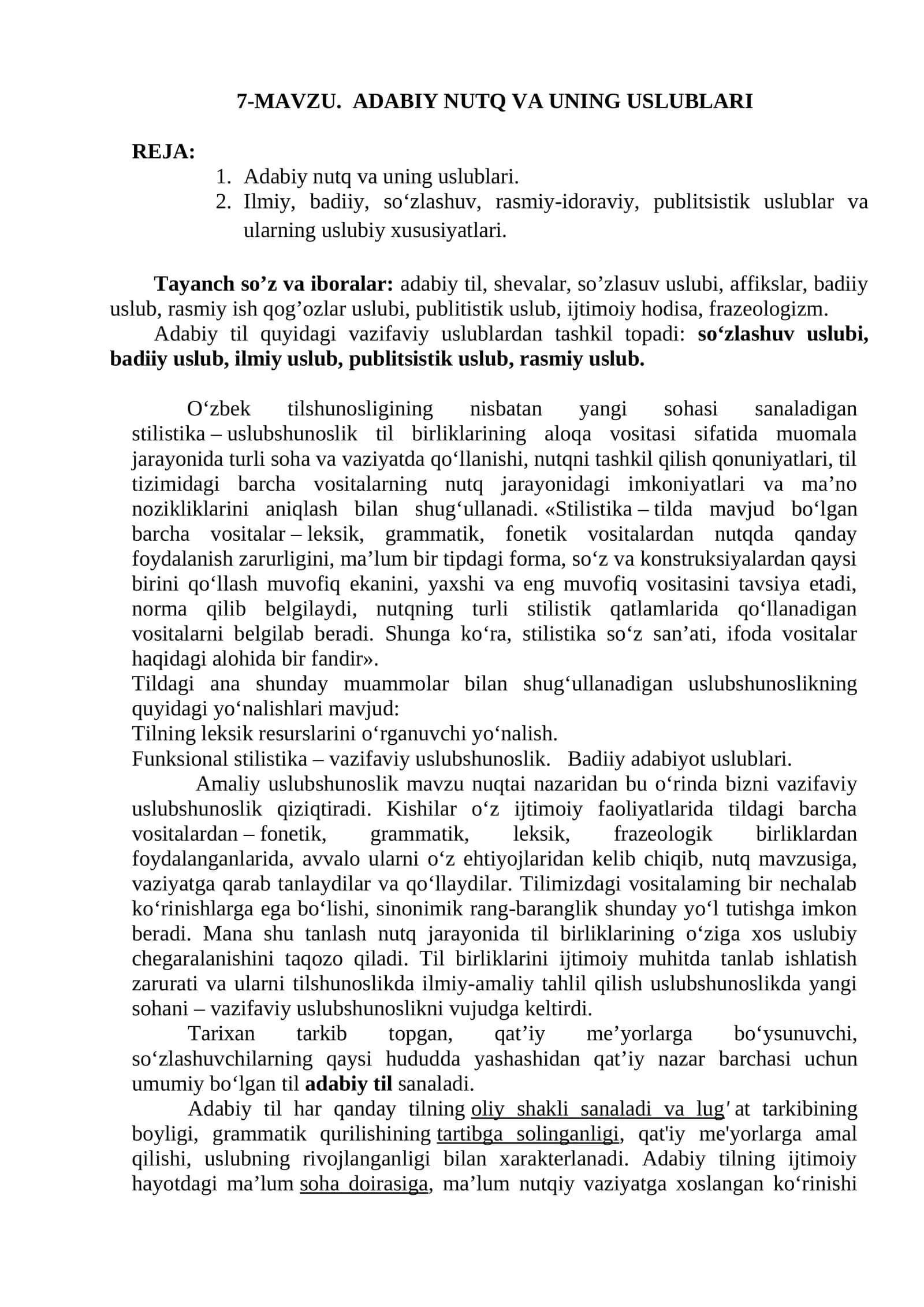 ADABIY NUTQ VA UNING USLUBLARI 1