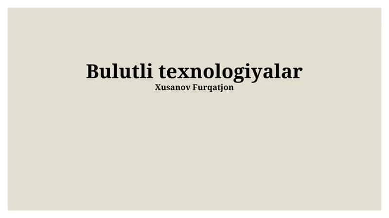 Bulut Texnologiyalari 1