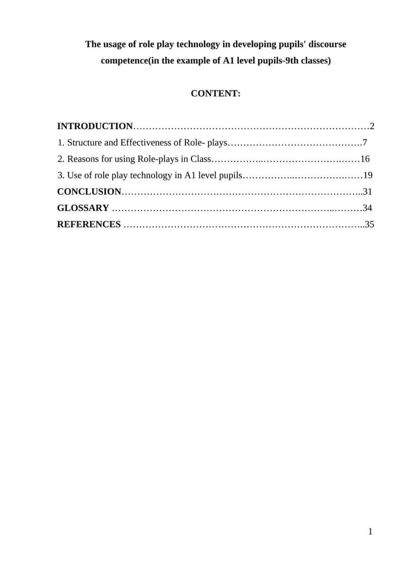 Role-play technology in developing pupils' discourse competence 1