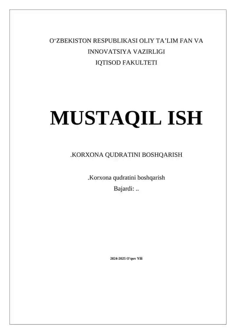 Korxona qudratini boshqarish