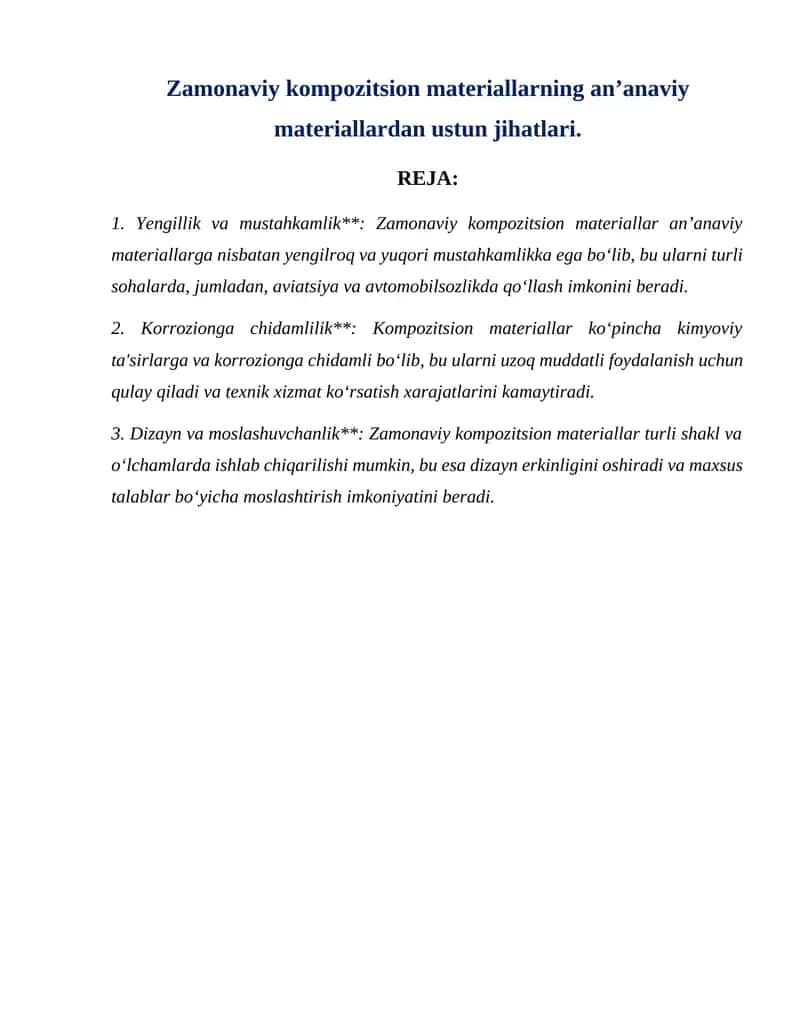 Zamonaviy kompozitsion materiallar 1