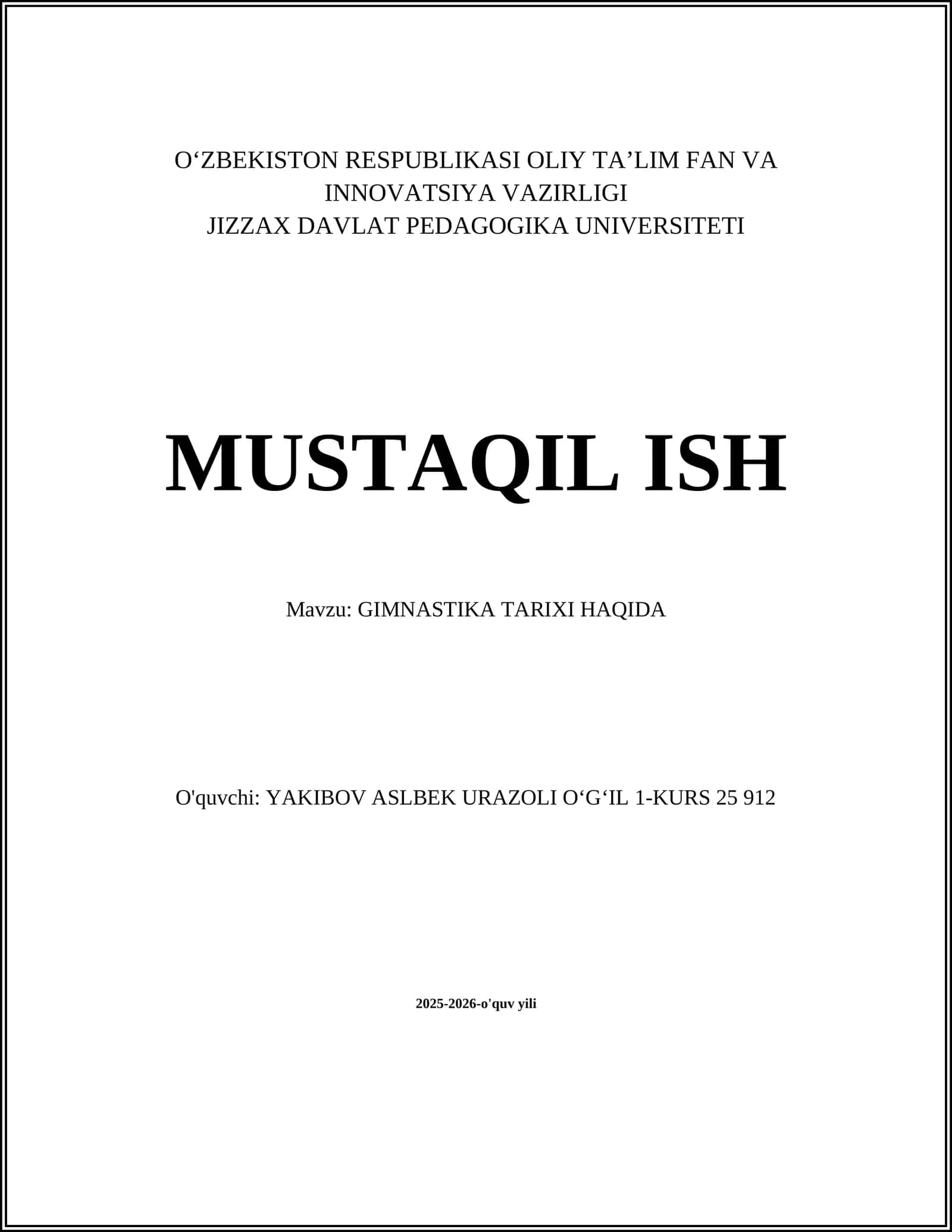 GIMNASTIKA TARIXI HAQIDA 1