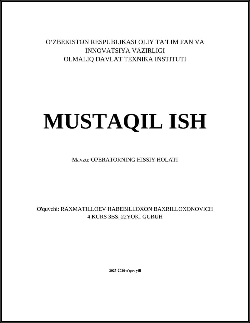 OPERATORNING HISSIY HOLATI 1