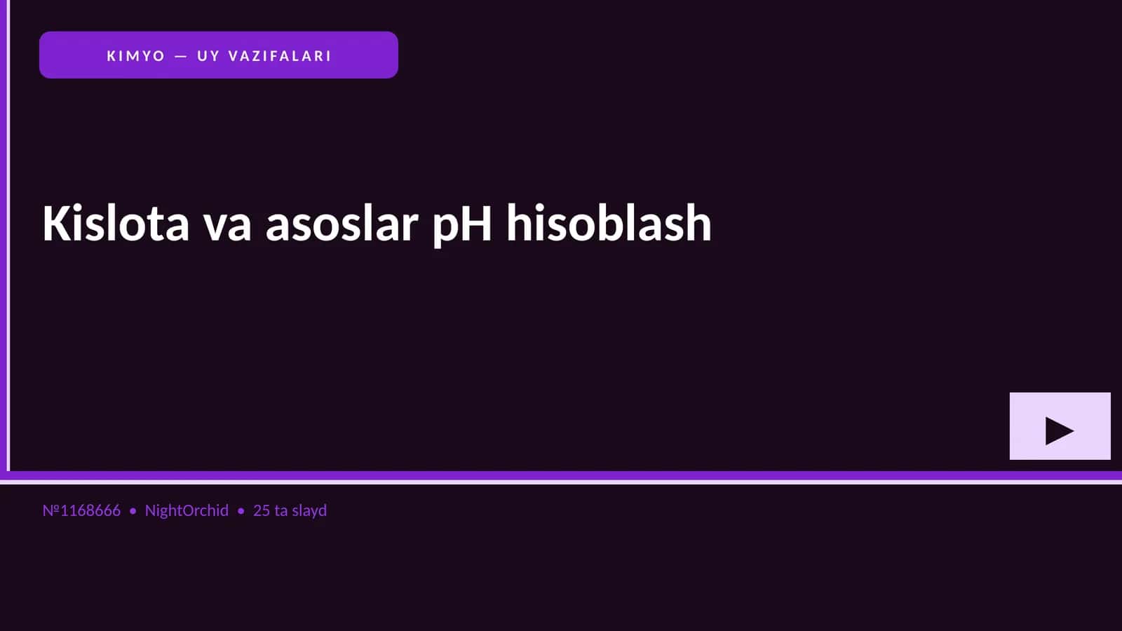 Kislota va asoslar pH hisoblash 1