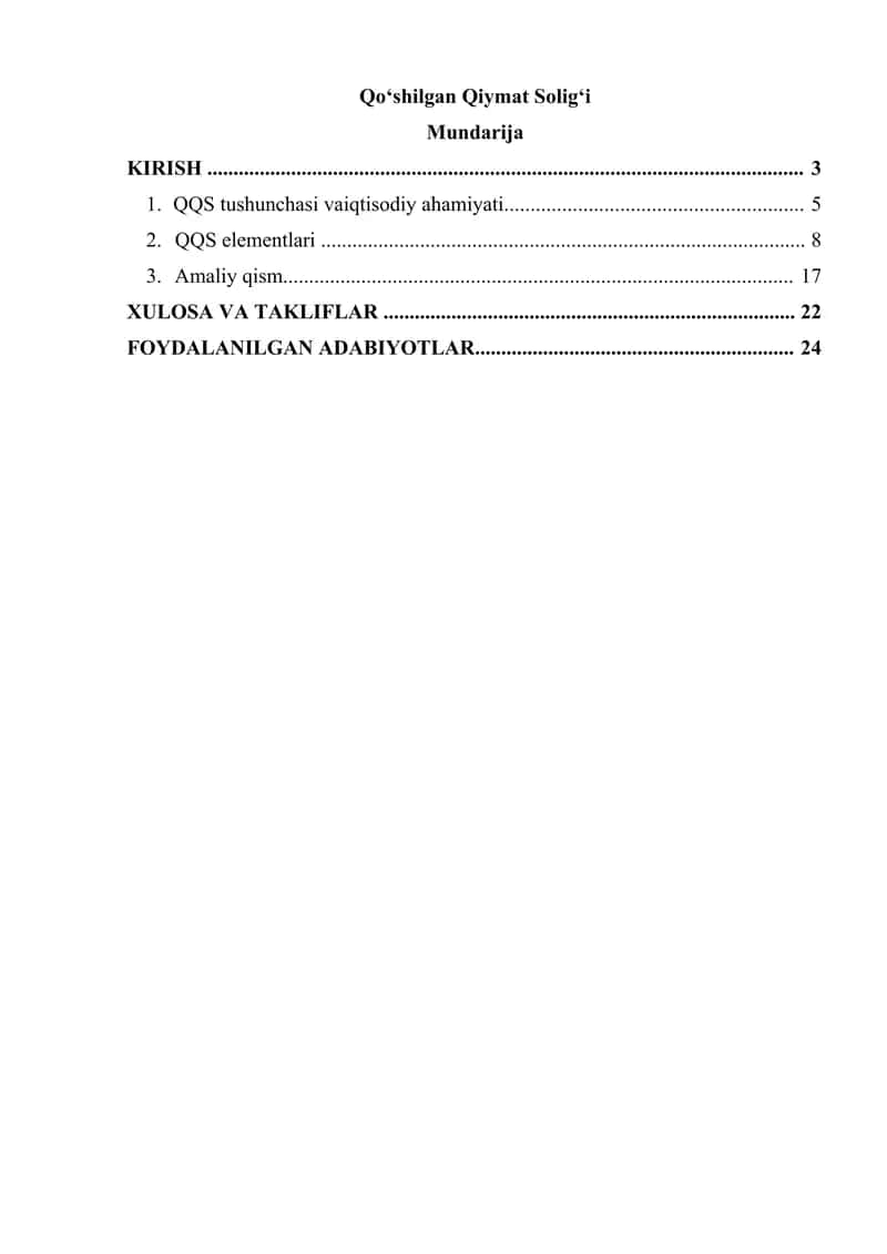 Qo‘shilgan Qiymat Solig‘i 1