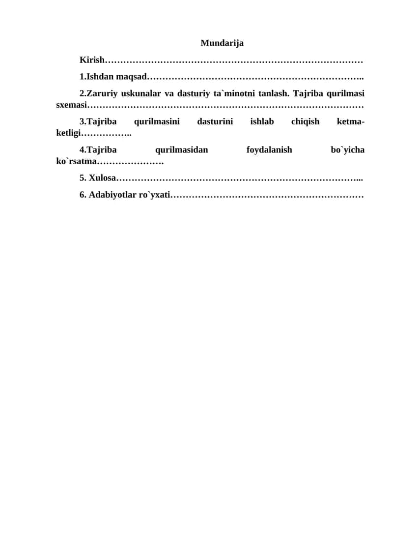 Tajriba qurilmasi dasturi 1
