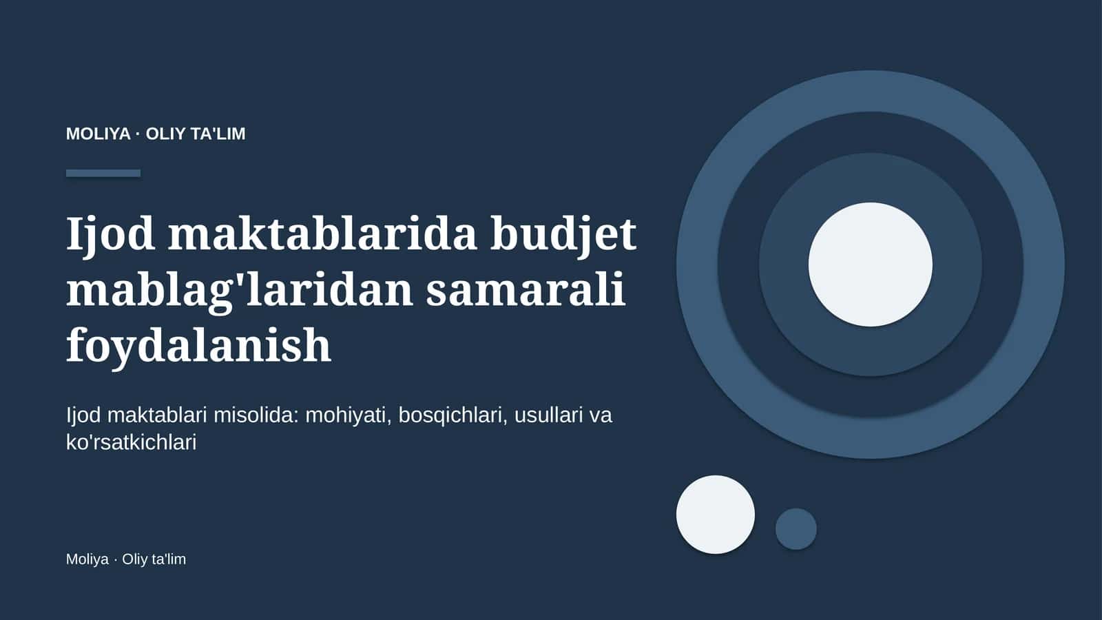 Ijod maktablarida budjet mablag'laridan samarali foydalanish 1
