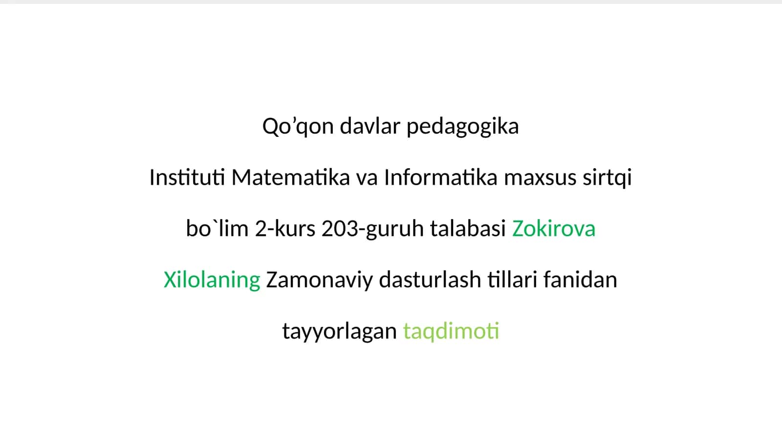 Zamonaviy dasturlash tillari 1