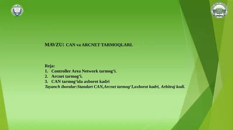 Can va ARCNET TARMOQLARI. 1