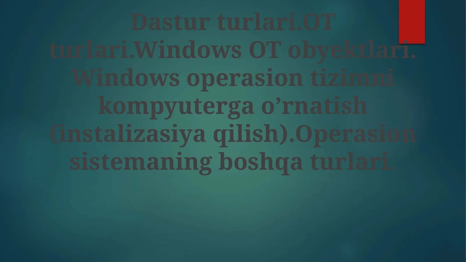 Windows Operatsion Sistemini O'rnatish 1