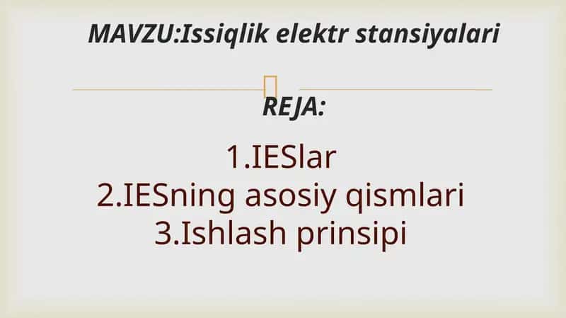 Issiqlik elektr stansiylari 1