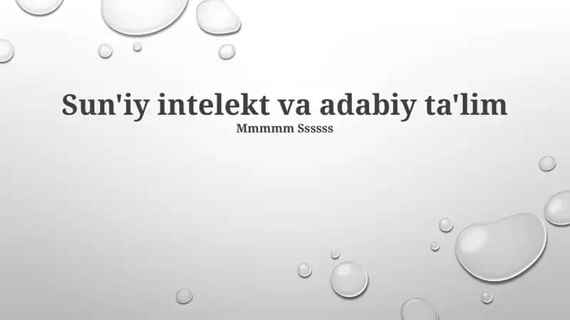 Sun'iy intelekt va adabiy ta'lim 1