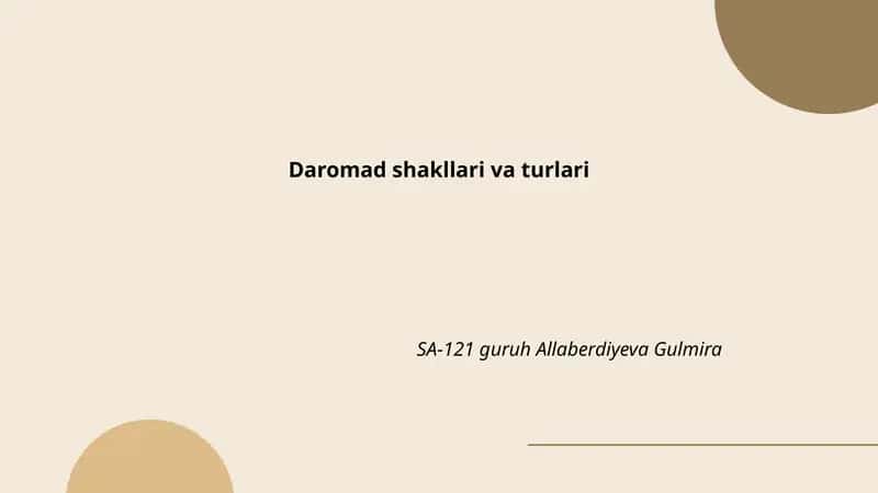 Daromad shakllari va turlari 1