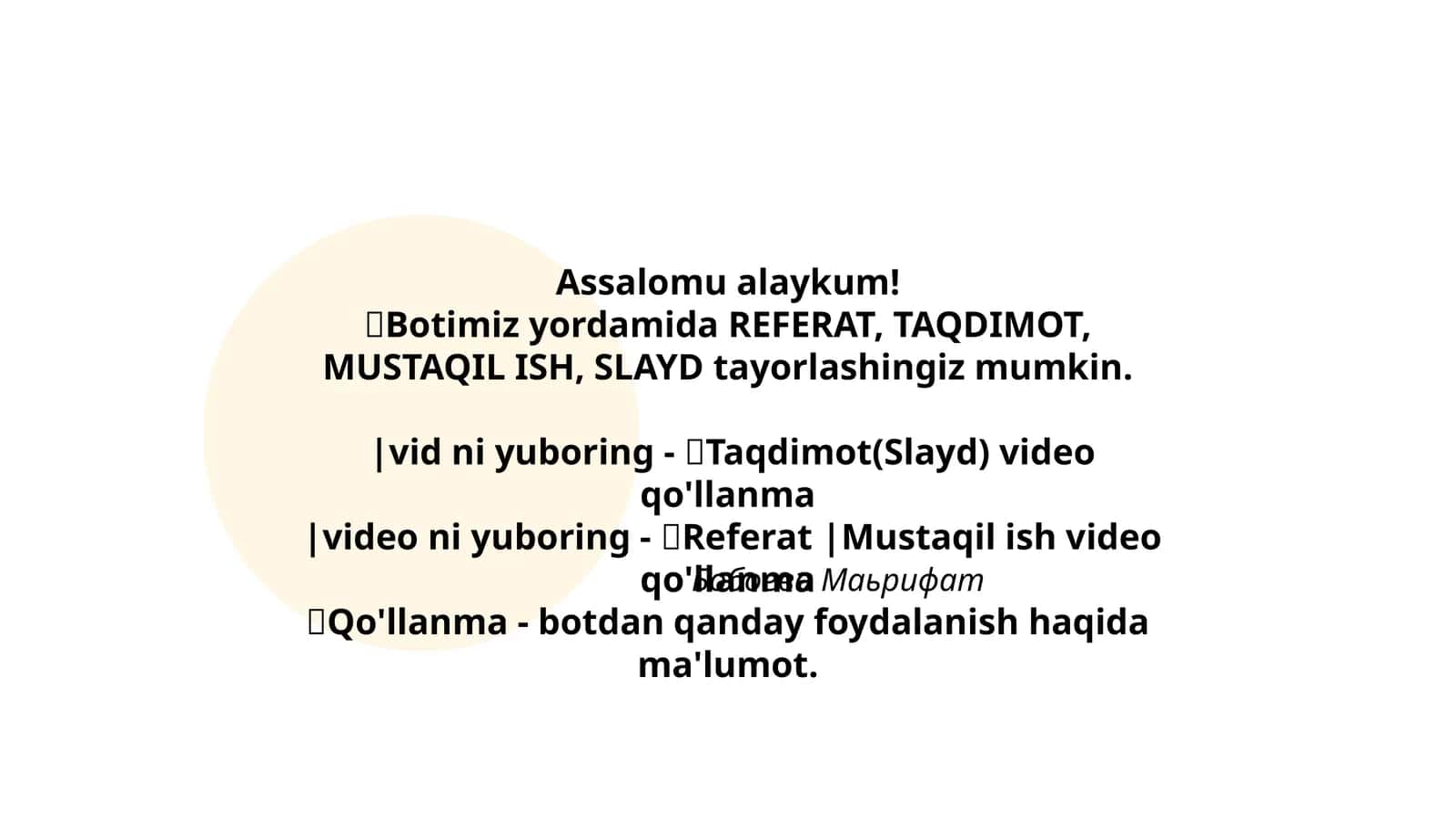 Taqdimot(Slayd) video qo'llanma 1
