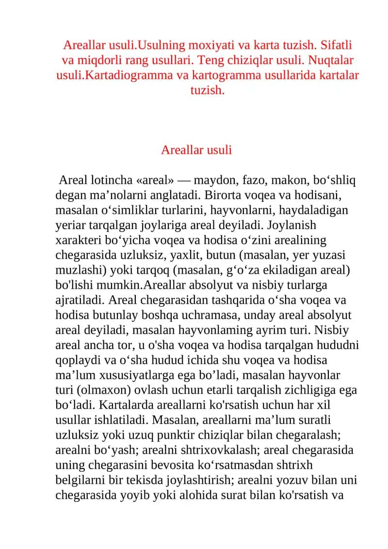 Areallar usuli 1