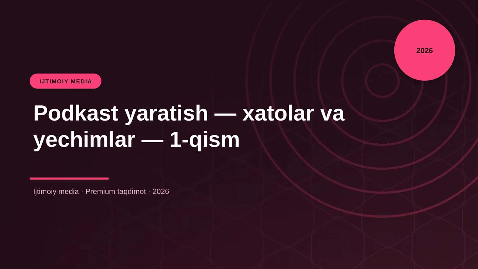 Podkast yaratish — xatolar va yechimlar — 1-qism 1