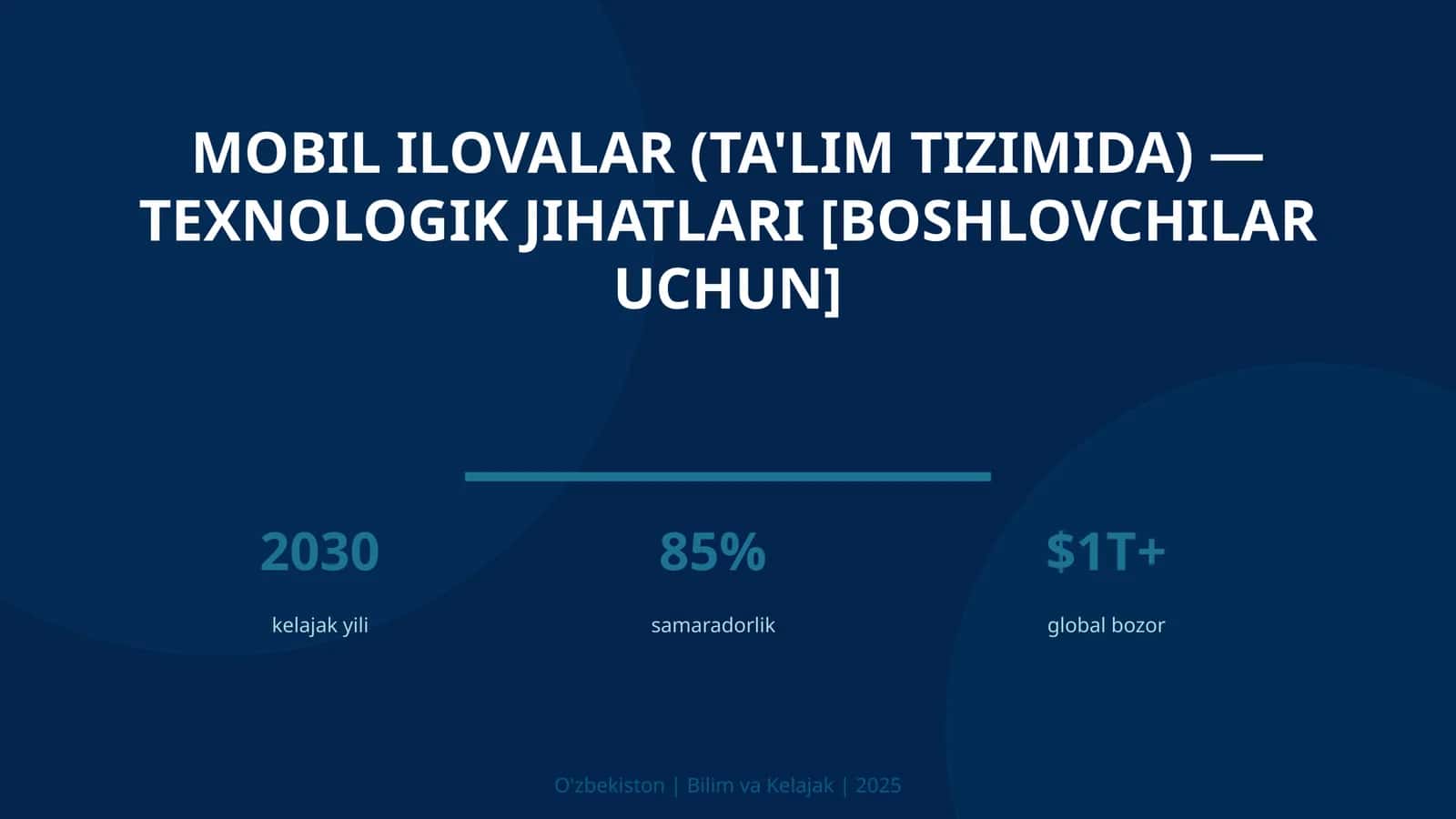 Mobil Ilovalar (Ta'lim Tizimida) — Texnologik Jihatlari [Boshlovchilar Uchun] 1
