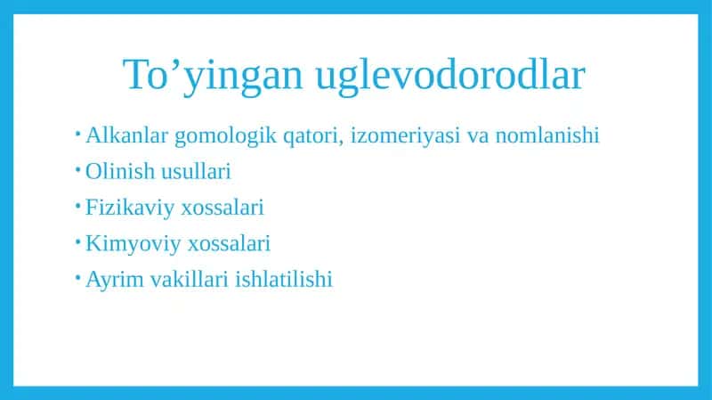 Toʻyingan uglevodorodlar 1