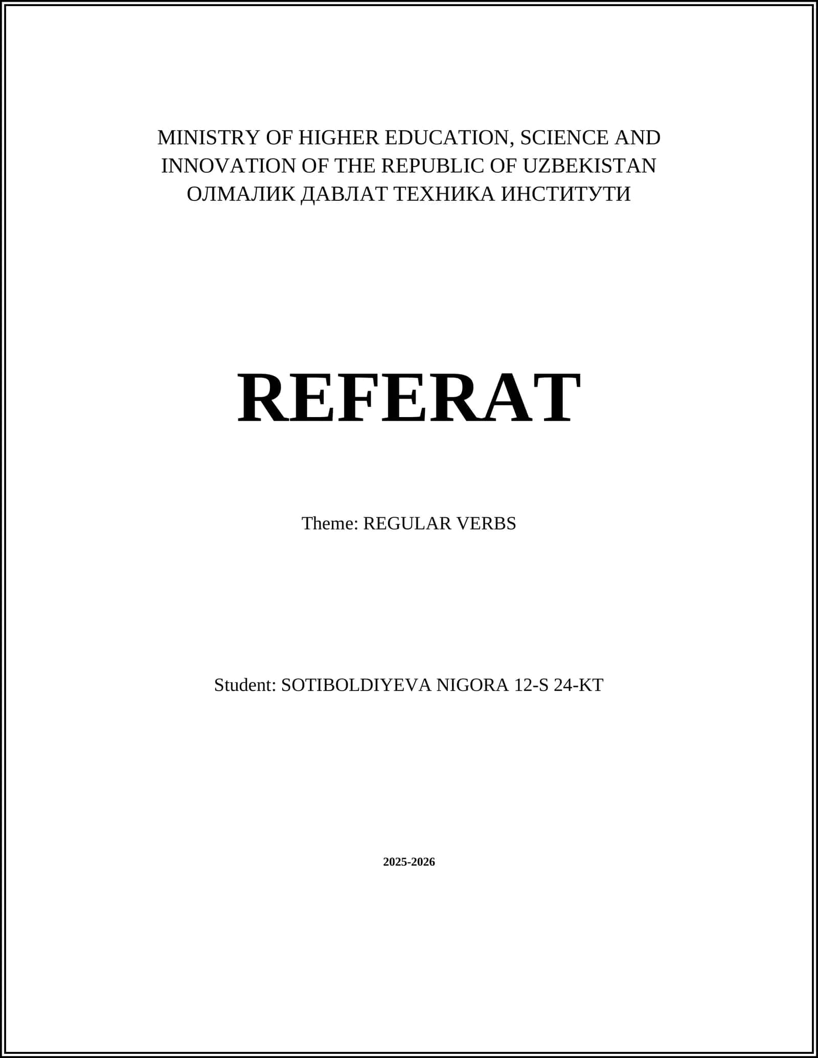 REGULAR VERBS 1
