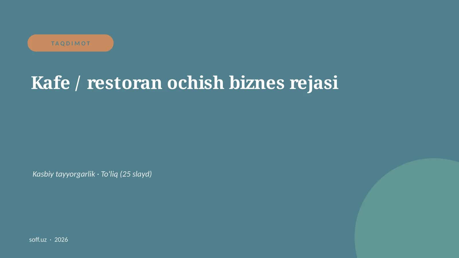 Kafe / restoran ochish biznes rejasi 1
