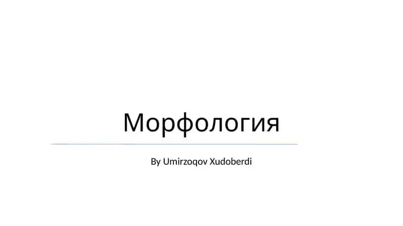 Морфология 1