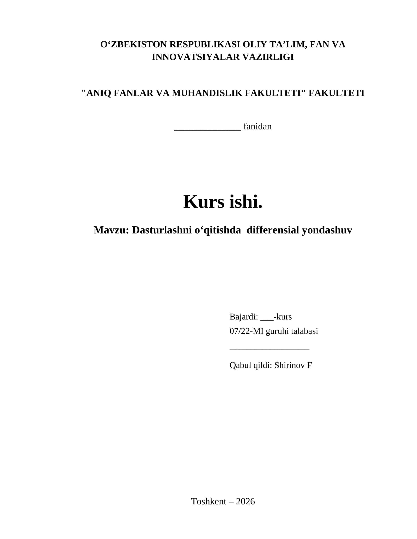 Dasturlashni o‘qitishda  differensial yondashuv 1