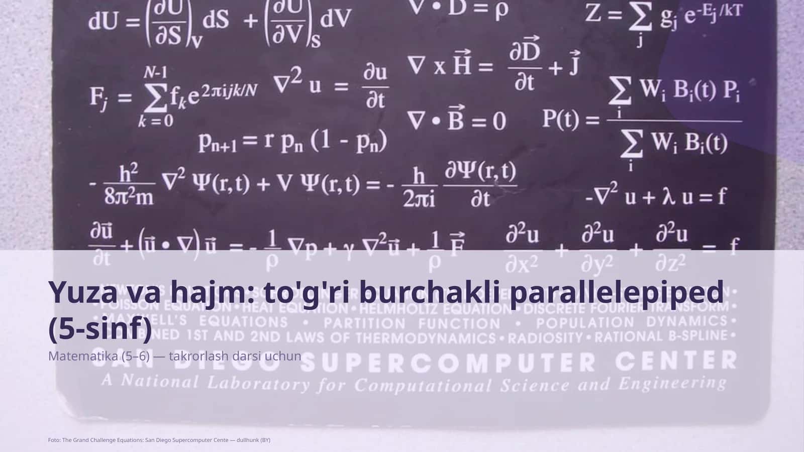 Yuza va hajm: to'g'ri burchakli parallelepiped (5-sinf) 1